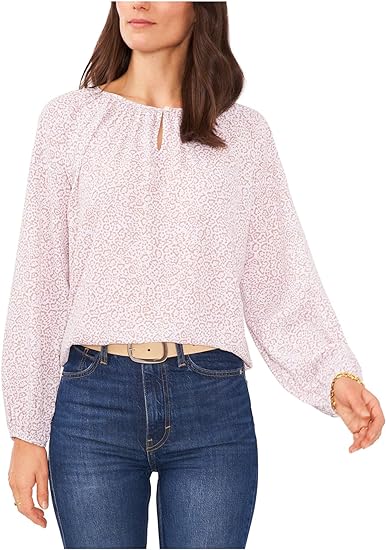 Vince Camuto Women's Cheetah Print Keyhole Blouse XS NEW $80