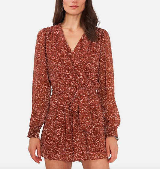 1.State Womens Brown Belted V-Neck Romper M $89 RS93116986Q MISSING BELT