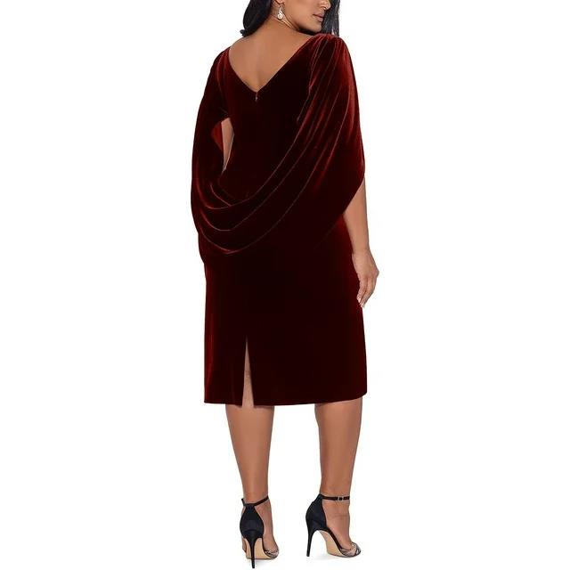 Betsy & Adam Womens Plus Velvet Cape Back Midi Dress 16W NEW $220 B214W