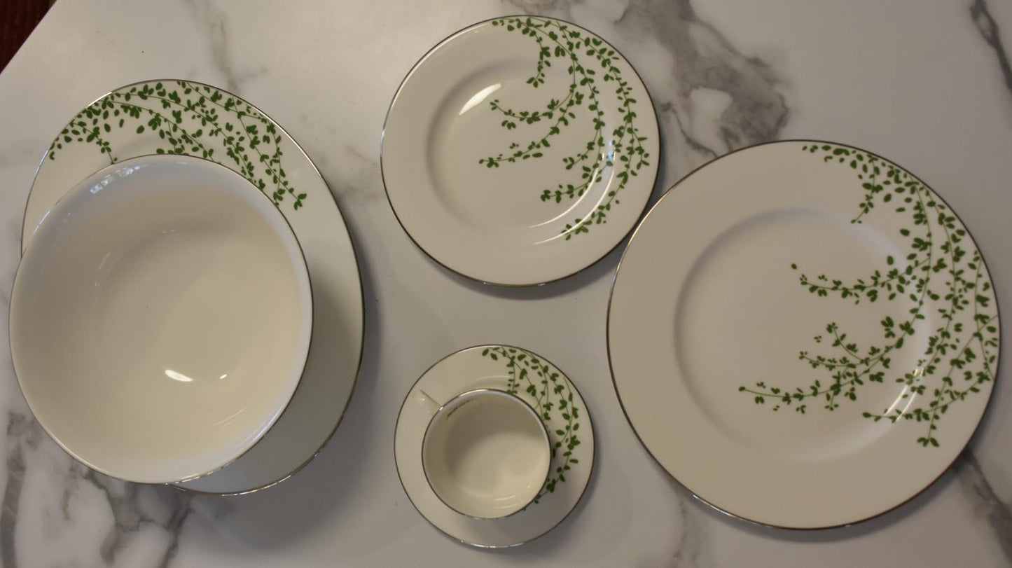Lenox China Kate Spade Gardner Street Green 35 Piece Setting + Bowl&Serving PLT