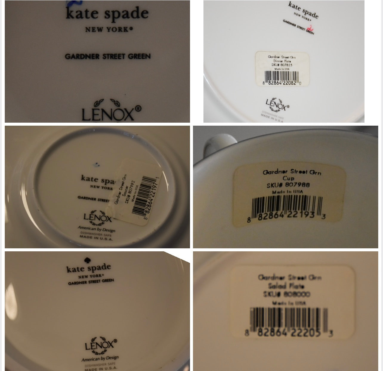Lenox China Kate Spade Gardner Street Green 35 Piece Setting + Bowl&Serving PLT