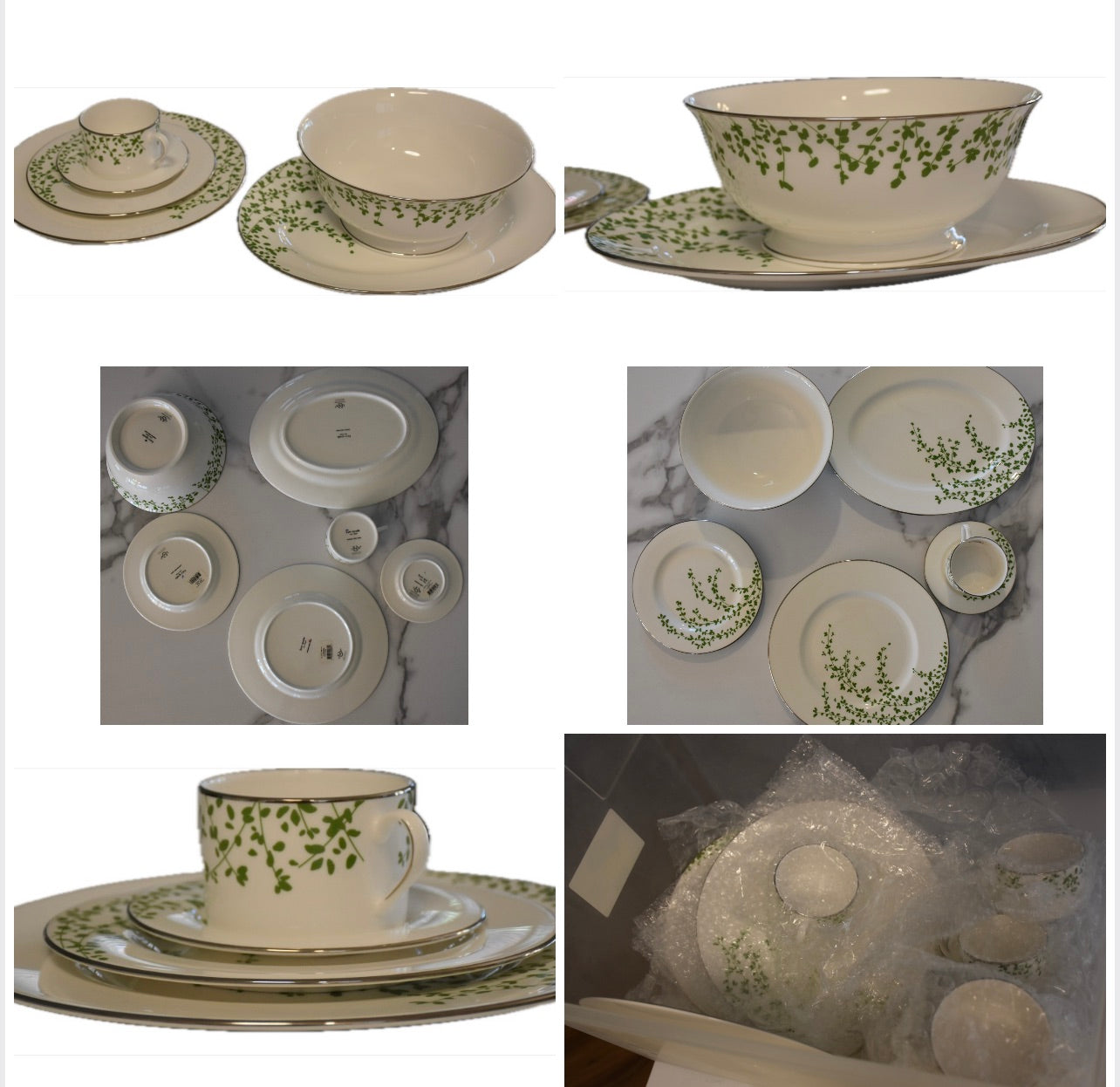 Lenox China Kate Spade Gardner Street Green 35 Piece Setting + Bowl&Serving PLT