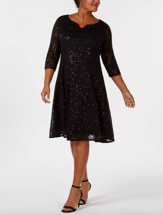 SL FASHIONS Plus Size Sequined Lace Dress 14W NEW $149   9419144