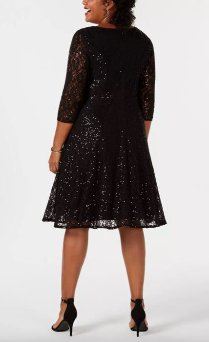 SL FASHIONS Plus Size Sequined Lace Dress 14W NEW $149   9419144