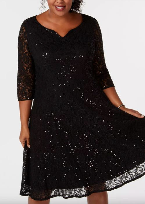 SL FASHIONS Plus Size Sequined Lace Dress 14W NEW $149   9419144