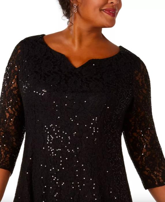 SL FASHIONS Plus Size Sequined Lace Dress 14W NEW $149   9419144