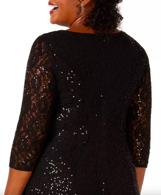 SL FASHIONS Plus Size Sequined Lace Dress 14W NEW $149   9419144