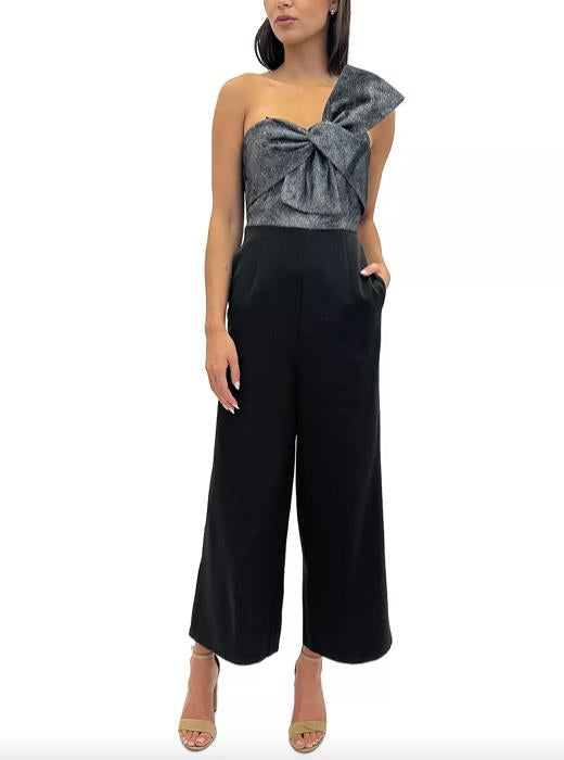 SAM EDELMAN Women's Cady Metallic Bow-Bodice Jumpsuit 12 NEW $158  77H854