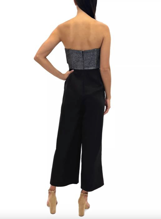 SAM EDELMAN Women's Cady Metallic Bow-Bodice Jumpsuit 12 NEW $158  77H854