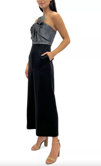 SAM EDELMAN Women's Cady Metallic Bow-Bodice Jumpsuit 12 NEW $158  77H854