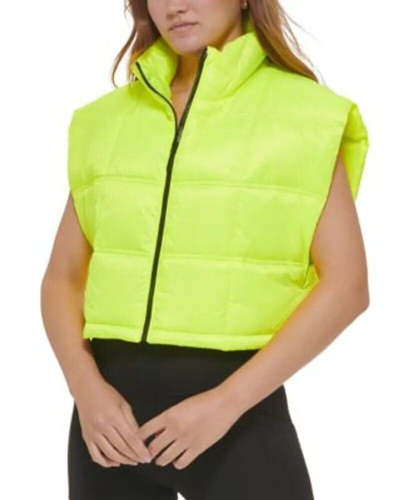 Calvin Klein Women's Cropped Mock-Neck Zip-Up Vest S NEW $79.50  PF2V9604