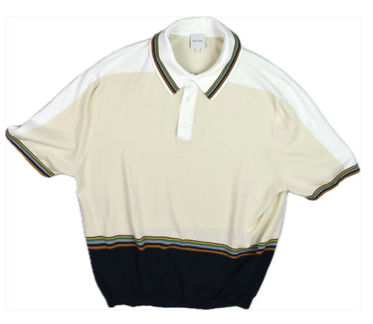 Paul Smith Mens Fancy Woven Cotton Wool Blend Sweater Polo Shirt Size XL MINT