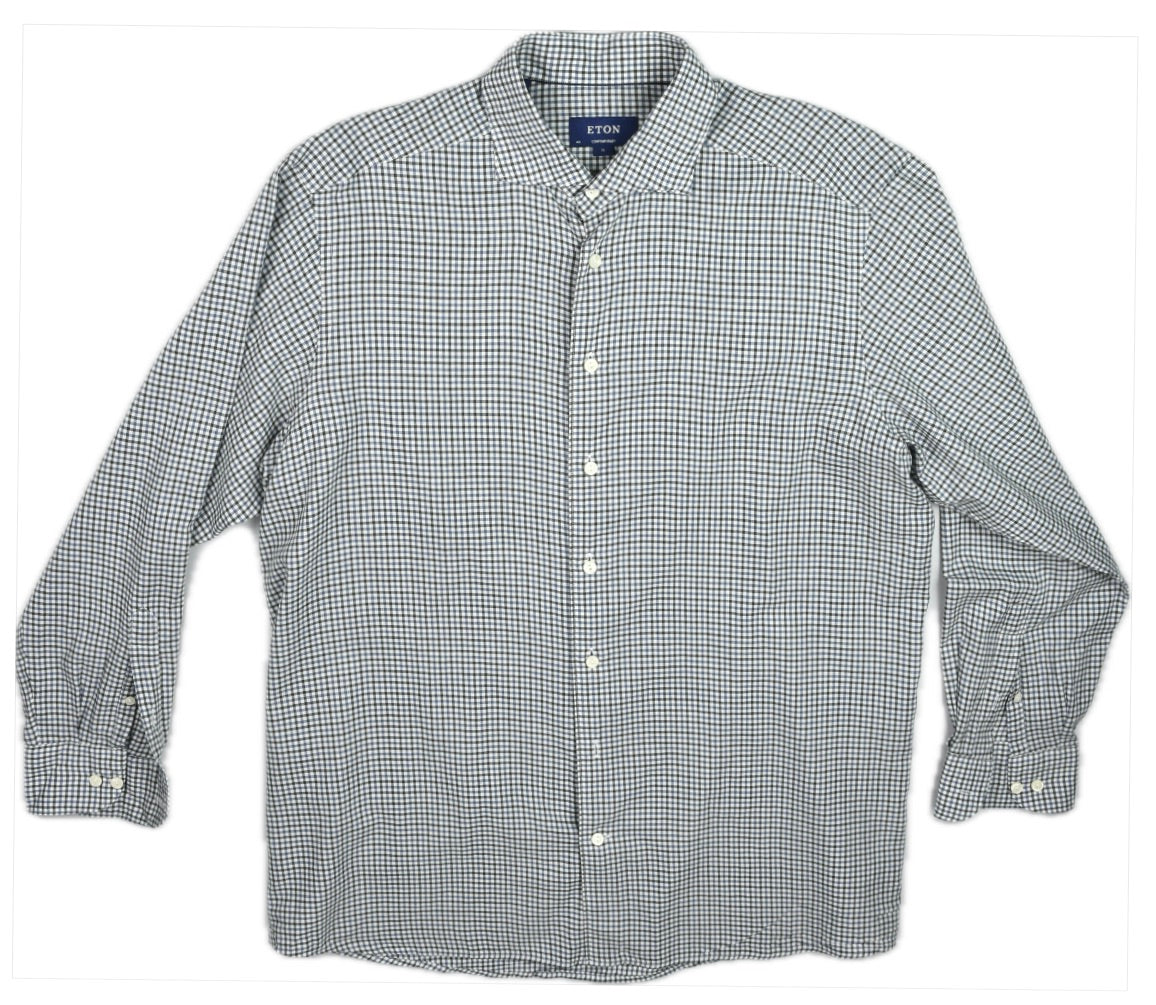 ETON SHIRT Mens Check White Multi Contemporary Cotton Size XL 17 - 43 $270