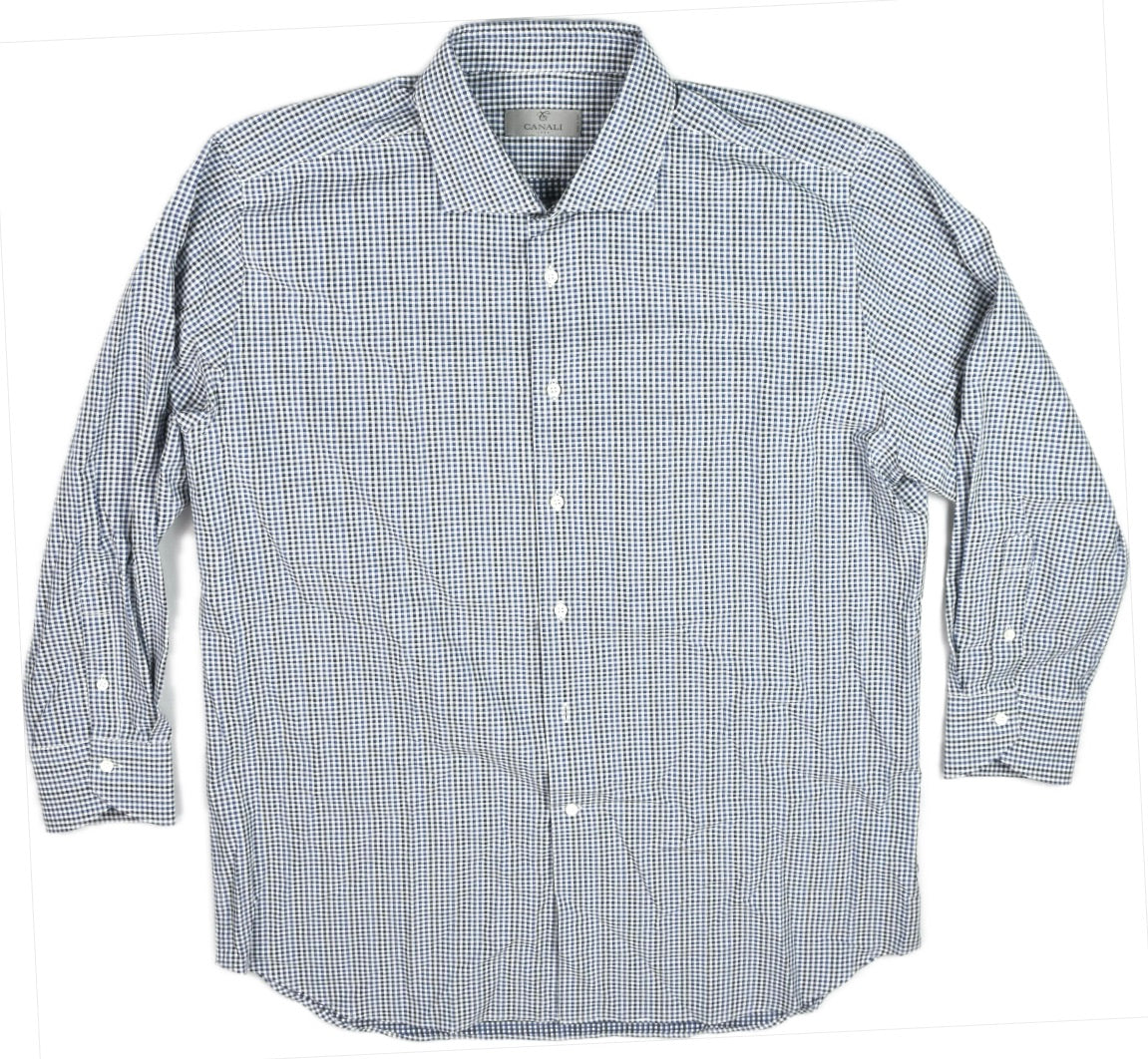 Canali 1934 Mens Check Cotton Shirt Size 17.5 /44 New