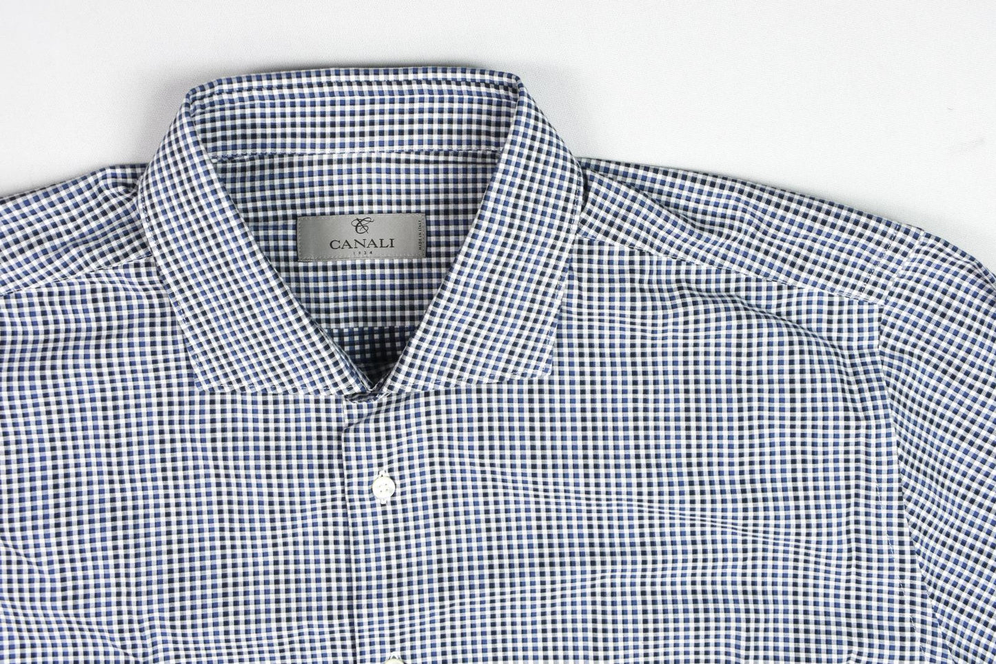Canali 1934 Mens Check Cotton Shirt Size 17.5 /44 New