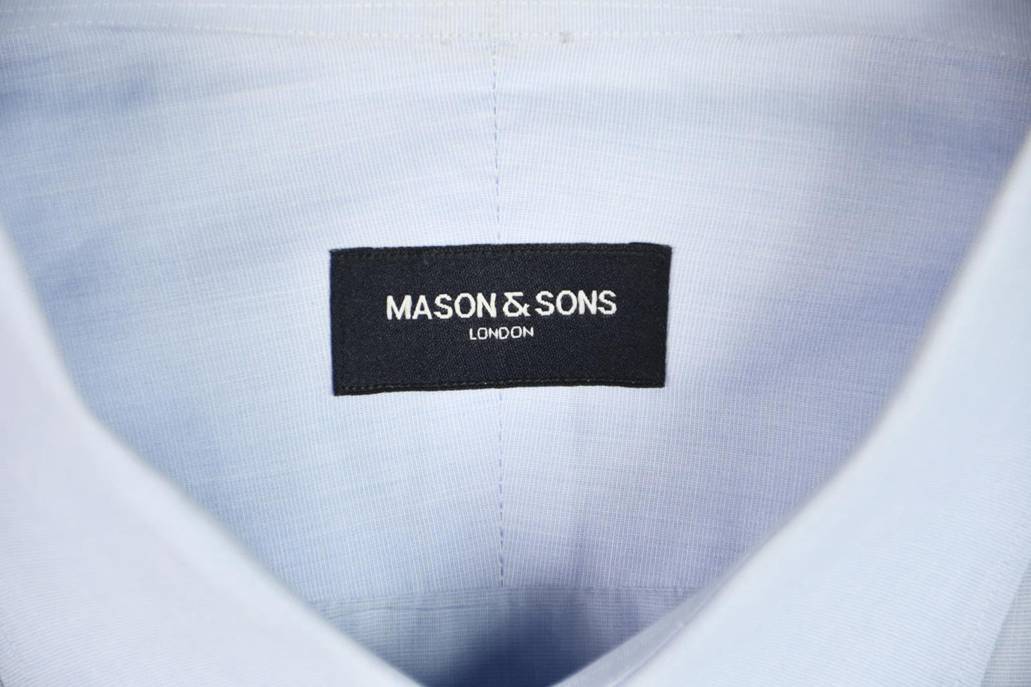 Mason & Son London Mens BESPOKE Solid Blue Cotton Shirt 17 Savile Row Quality