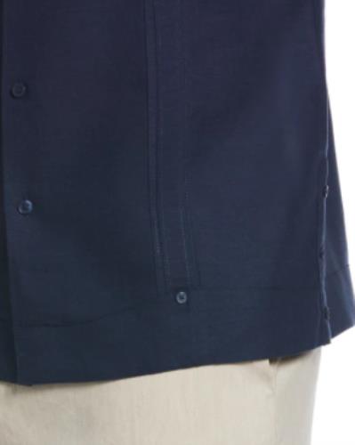 Cubavera Men's Textured Regular Fit Navy Linen Cotton Shirt M NEW $90