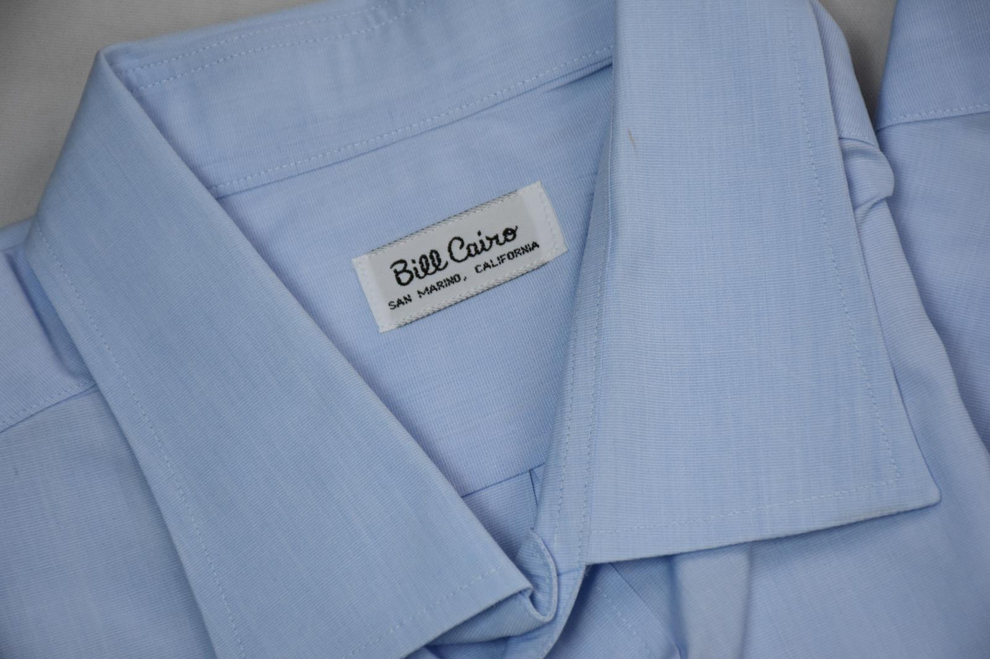 2 Bill Cairo BESPOKE CUSTOM Tailor Mens Blue Shirt 19 STITCHED INITIALS FRONT