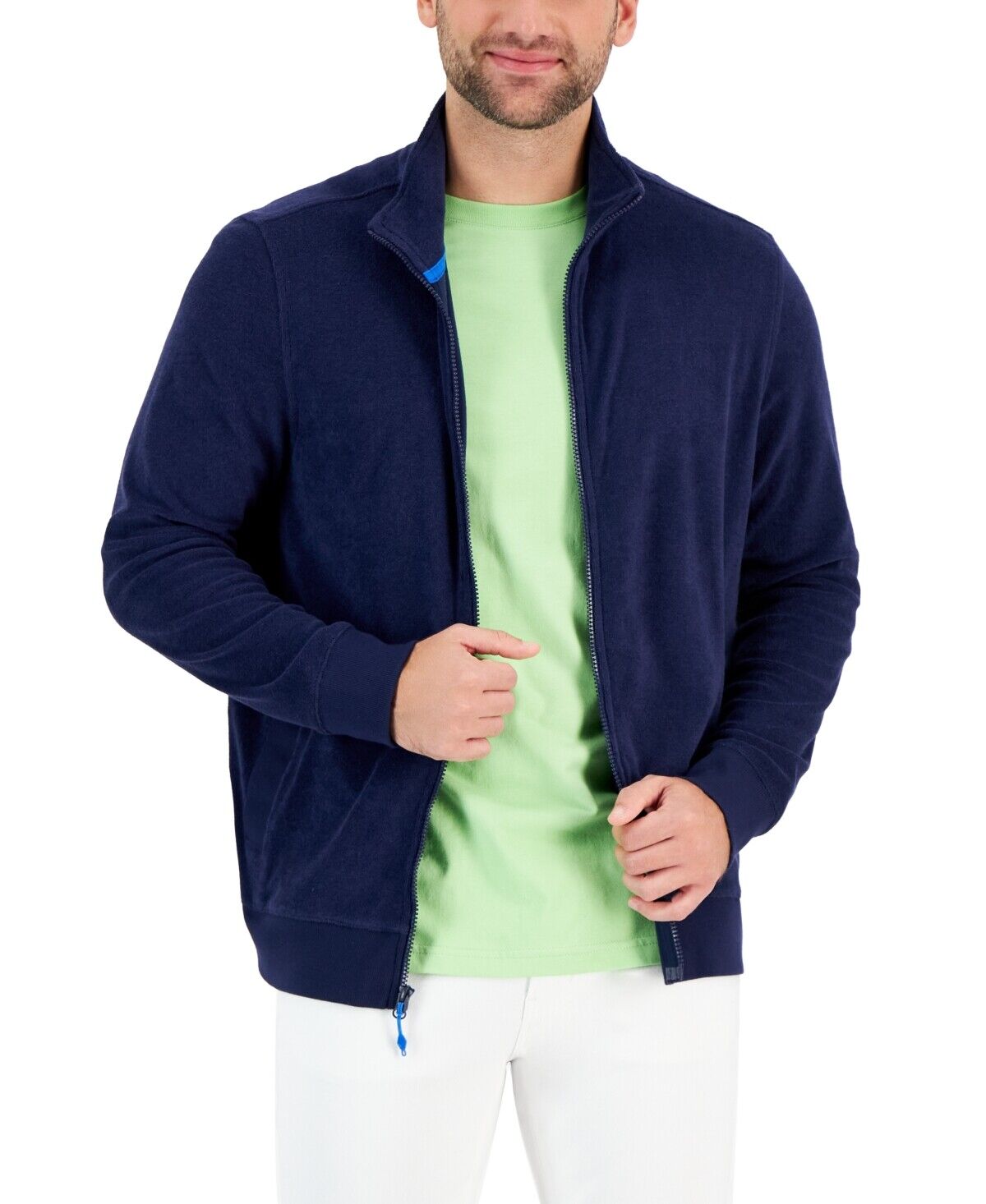 Club Room Mens Terry Towel Zip-Up Hoodie Jacket Navy XXL NEW $60  100168271MN