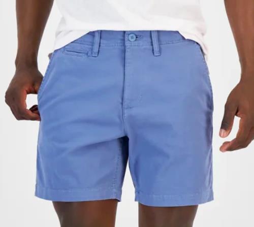 Sun + Stone Men's Colin Flat Front 7" Chino Shorts Blue 40 NEW $40 100165264MN