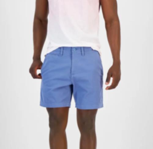 Sun + Stone Men's Colin Flat Front 7" Chino Shorts Blue 40 NEW $40 100165264MN