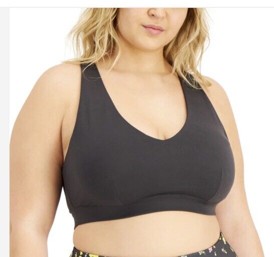 Ideology Performance Plus Size Impact Sports Bra Gray 1X $29 100136212WN