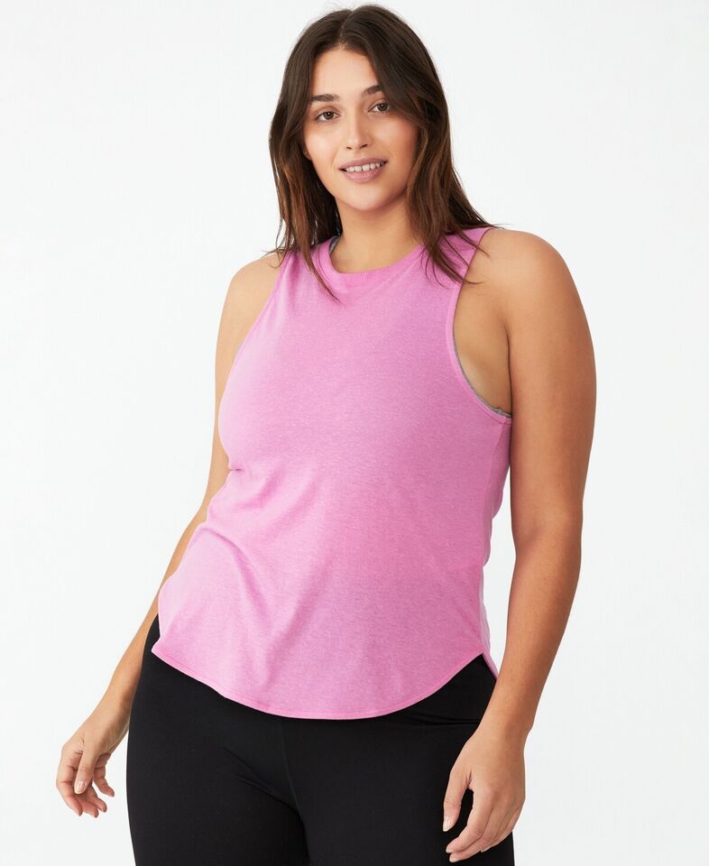 Cotton On Women's Pink Active Curve Hem Tank Top Shirt L NEW $19.50 668833-38