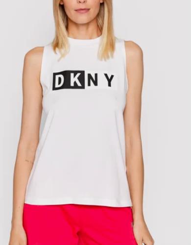 DKNY Sport White Sleeveless Top Logo Activewear Women's Shirt L NEW $40 DP8T5892