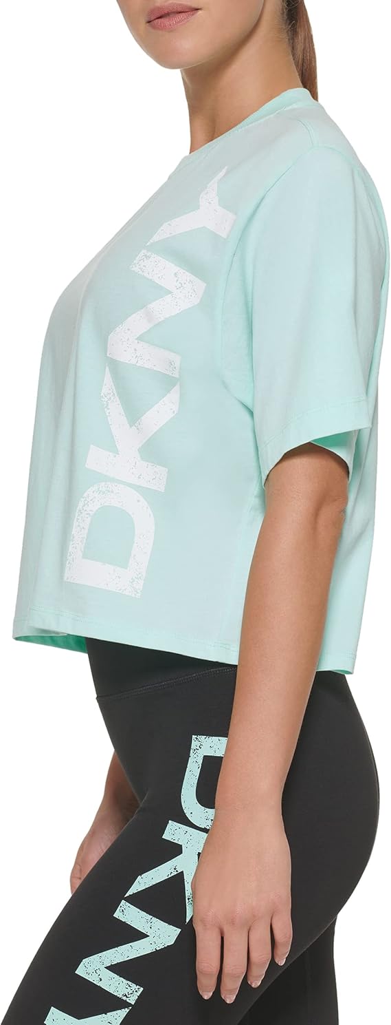 DKNY Sport Women's Distressed Crackle Logo Graphic T-Shirt M NEW $45   DP1T8459