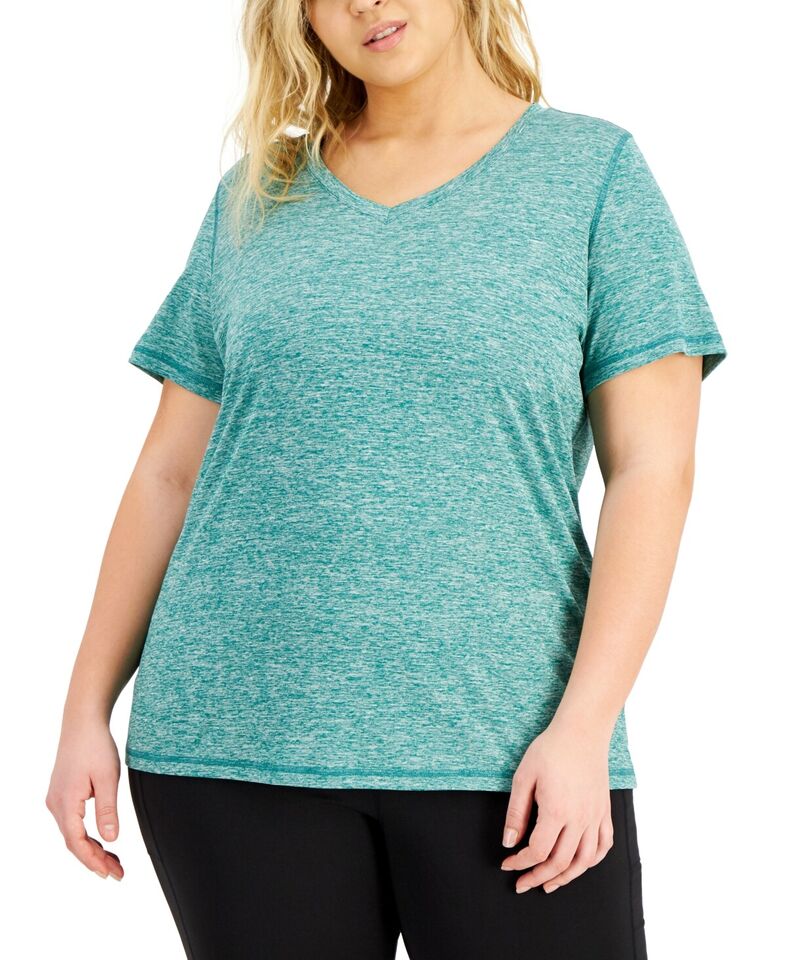 Ideology Heathered V-Neck Tee Green Goddess T-Shirt L NEW $14.50  77139