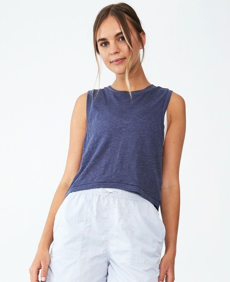 Cotton On Women Round Neck Sleeveless Heather Tank Top L NEW $19.50 6331795-61