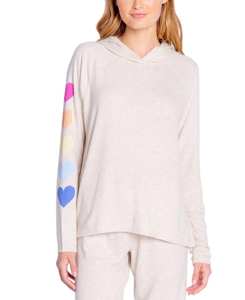 Insomniax Butter Jersey Graphic Print Hooded Loungewear Top L NEW