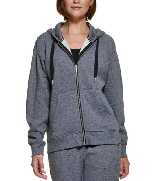 CALVIN KLEIN Women's Gray Full Zip Sweatshirt Hoodie Jacket L $70