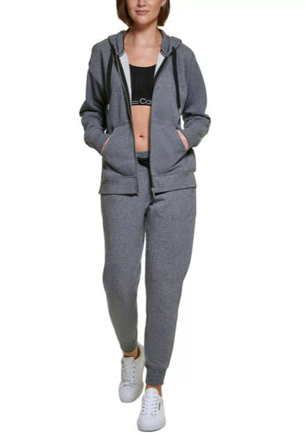 CALVIN KLEIN Women's Gray Full Zip Sweatshirt Hoodie Jacket L $70