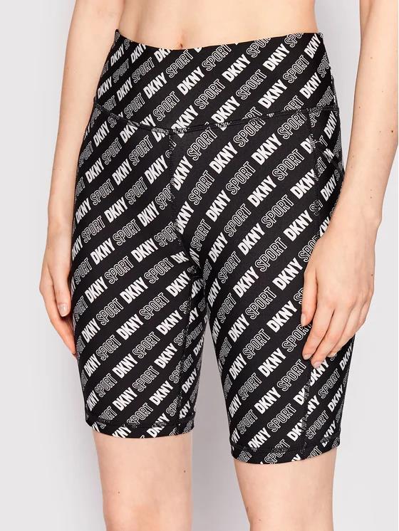 DKNY Sports Logo Biker Shorts Women's High Waist Stretch L NEW $50 DP2S4975