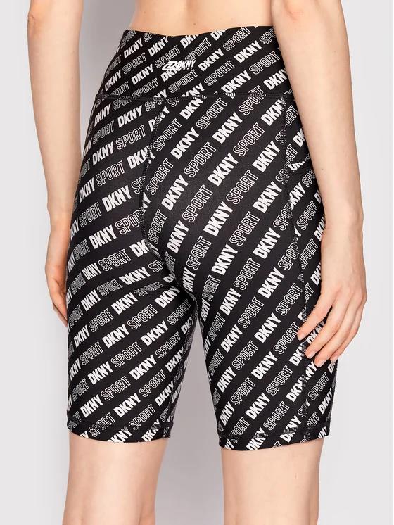 DKNY Sports Logo Biker Shorts Women's High Waist Stretch L NEW $50 DP2S4975