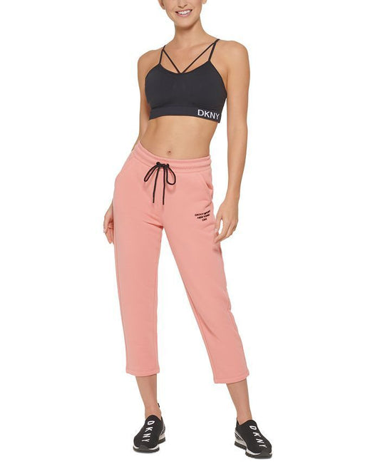 DKNY Women's Sport Cropped Logo Sweatpants Pants L NEW $60 DP1P2831