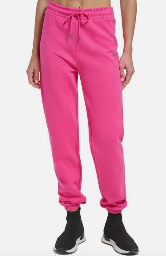 DKNY Women's Metallic Logo Sweatpant Jogger Hot Pink XL NEW $60   DP2P3114