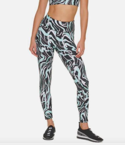 DKNY Women's Sport Marble Print 7/8 Leggings Blue L NEW $70 DP1P2850