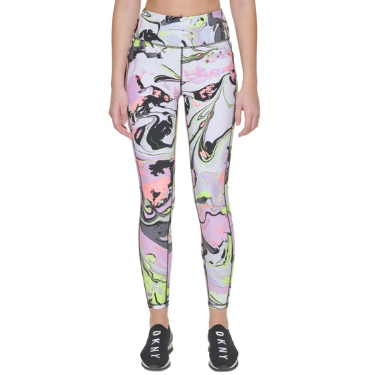 DKNY Women's Printed High Waist 7/8 Leggings Pink L NEW $70   DP2P2950