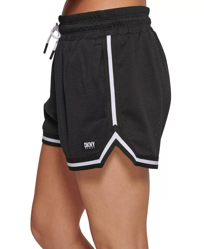 DKNY Sport Women's Drawstring Mesh Mid Rise Basketball Shorts L NEW DP2S4953