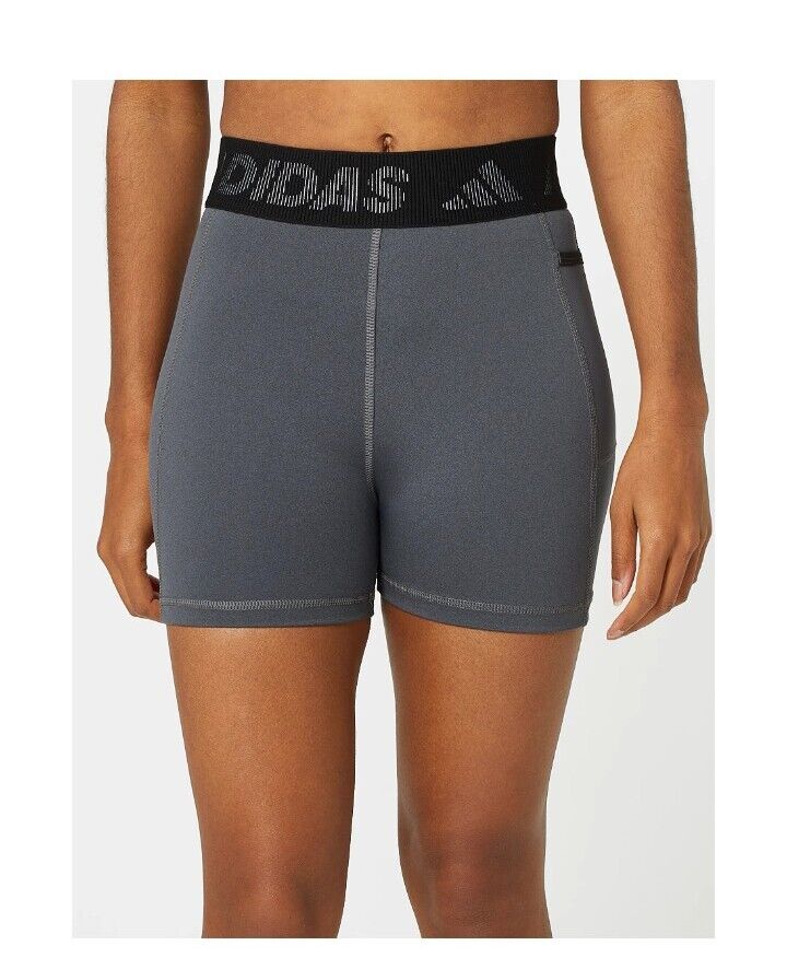 Adidas Tights Women's Training TechFit 3' Gray Shorts L NEW $30  H64217