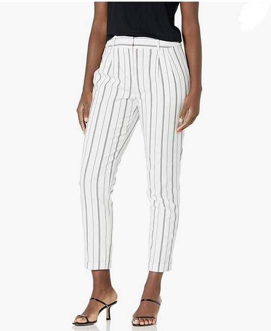 Calvin Klein Women’s Workwear Striped Straight Leg Pleated Pants 28 SO3PS513