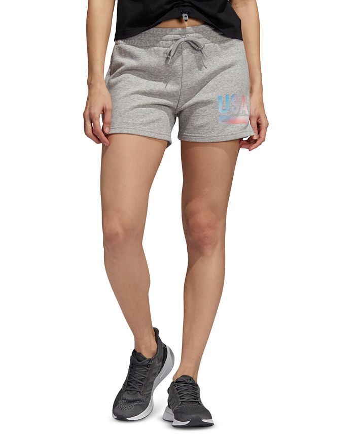 Adidas Women's Grey Heathered Americana Drawstring Shorts XL NEW $25  HT4057