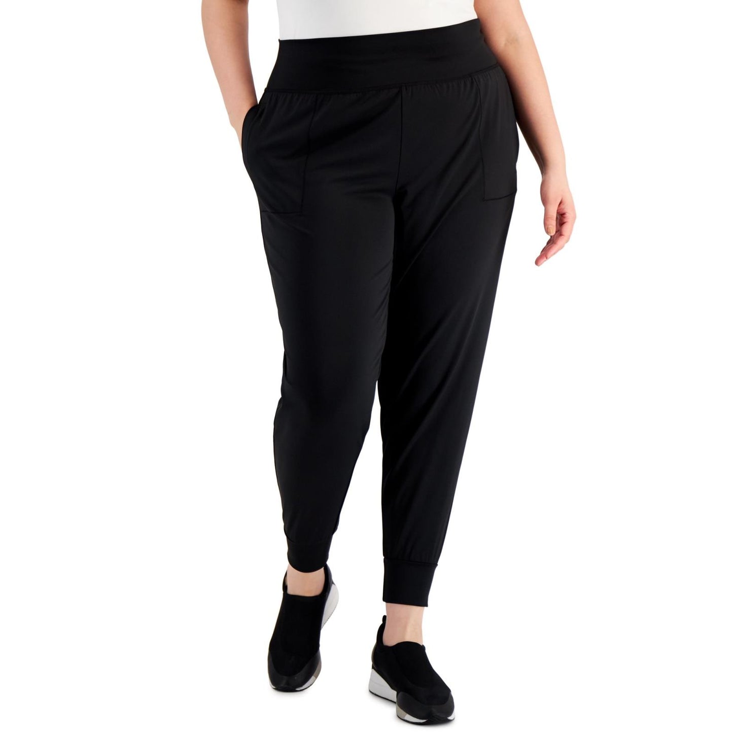 IDEOLOGY Women's Deep Black Pocketed Joggers Pants Plus 3X $40  100141875WN