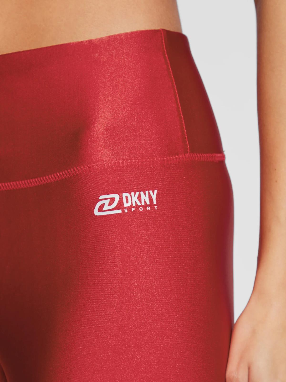 DKNY Sport High Waist 7/8 RED Shine Yoga Stretch Leggings L NEW DP2P2782