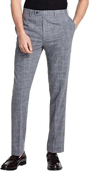 Calvin Klein Mens Slim Fit Plaid Dress Pants Gray 33 X 32 NEW $95 JMROPJSY0870