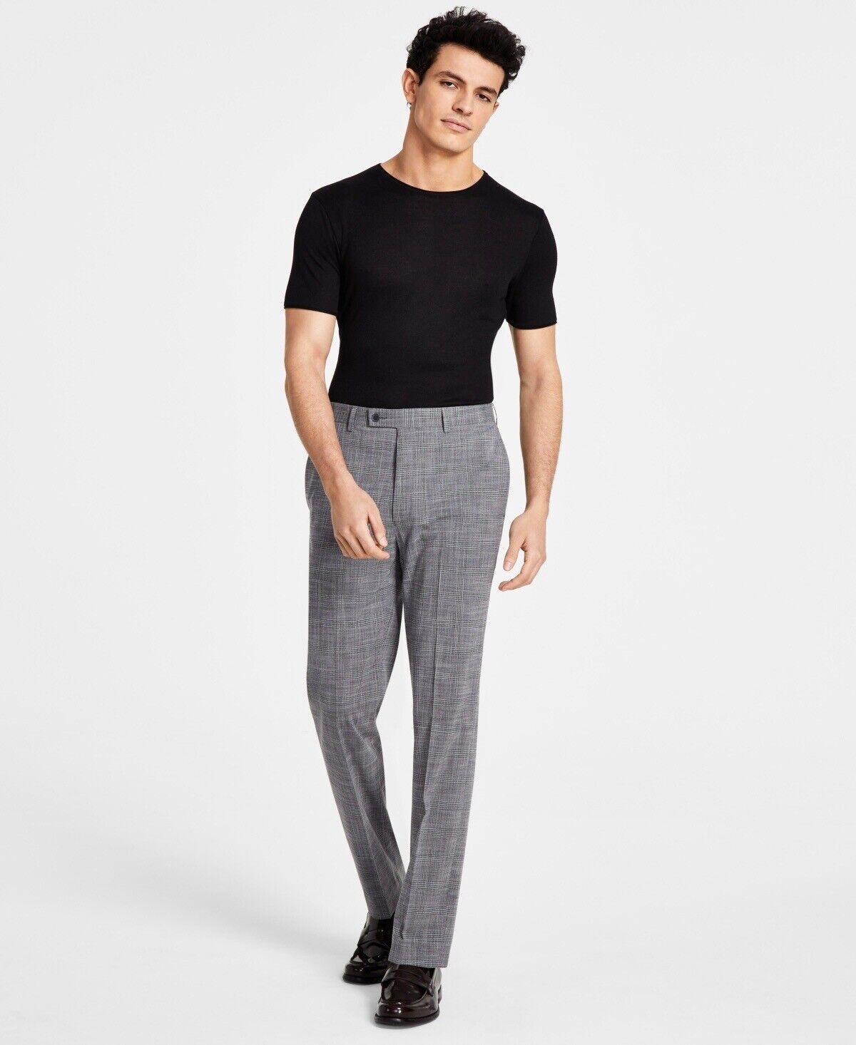 Calvin Klein Mens Slim Fit Plaid Dress Pants Gray 38 X 30 NEW $95 JMROPJSY0870
