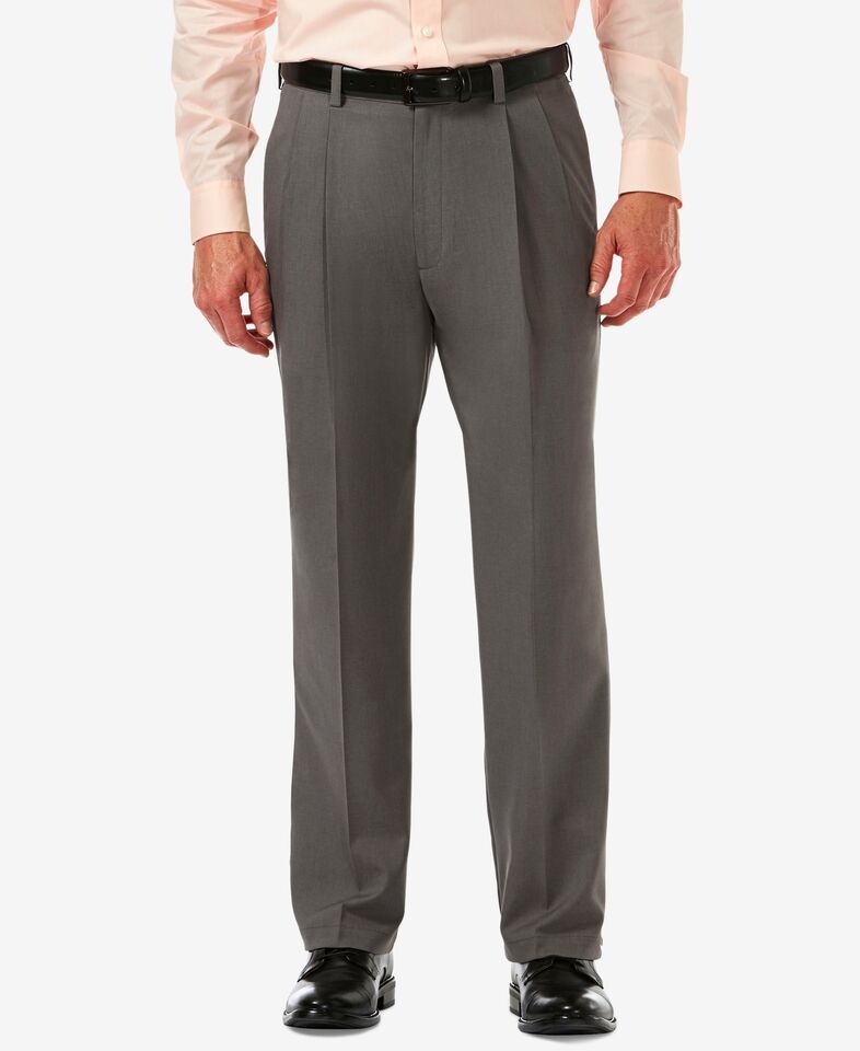 Haggar Men's Cool 18 Pro Pants Classic Fit Pleated 36 X 31 NEW $70 HC00255