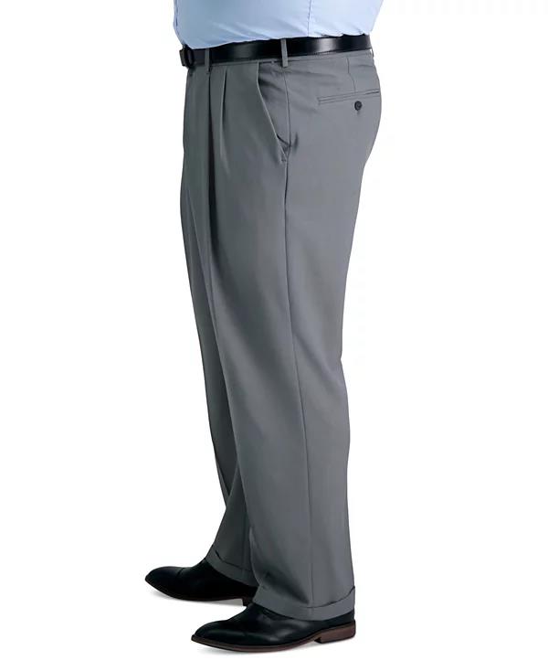 Haggar Men Big&Tall Stretch Classic-Fit Pleated Dress Pants 46 X32 NEW HD90651